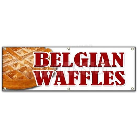 Signmission BELGIAN WAFFLES BANNER SIGN dessert whipped cream B-72 Belgian Waffles No Straw